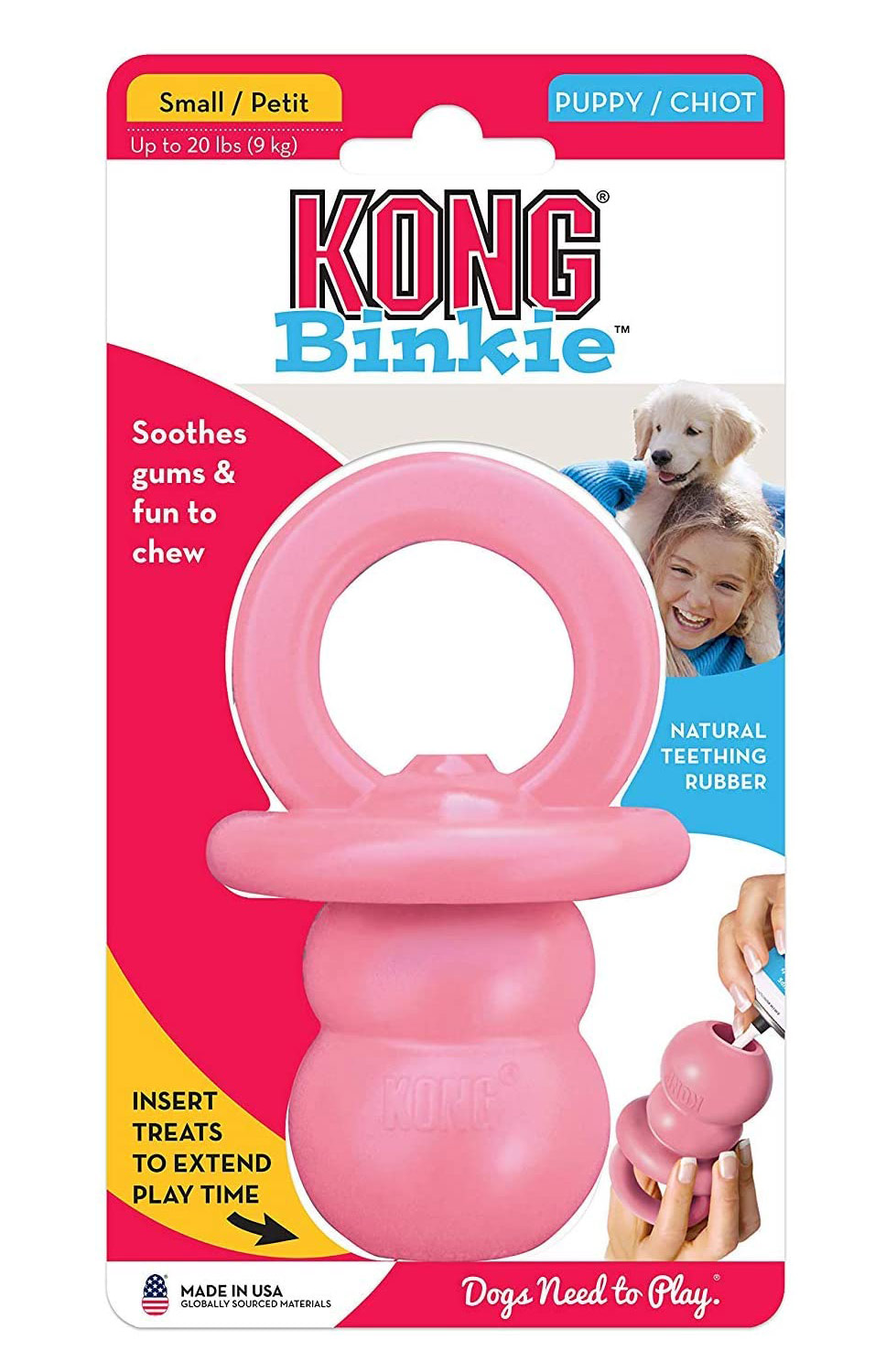 KONG Puppy Binkie Teething Treat Dispensing Dog Toy 